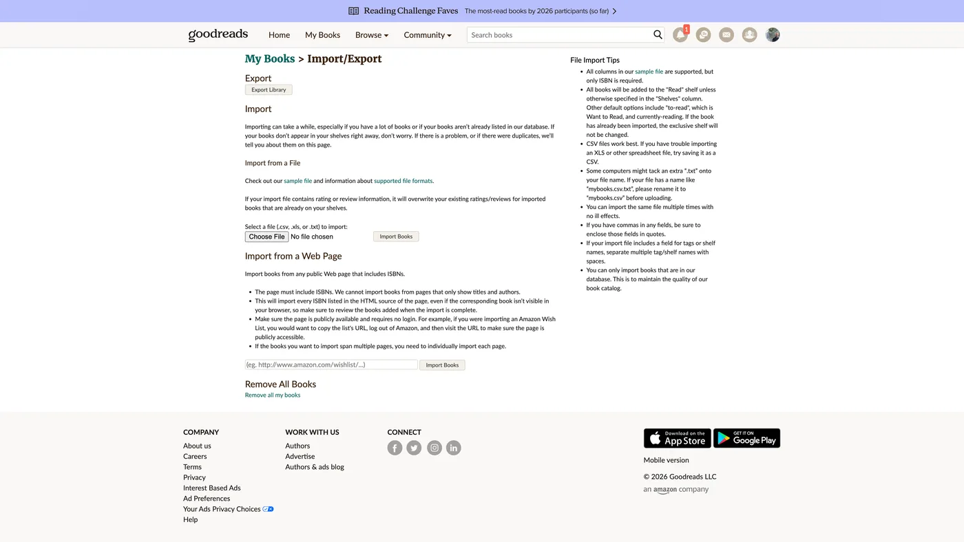 BookOwl import and export settings.