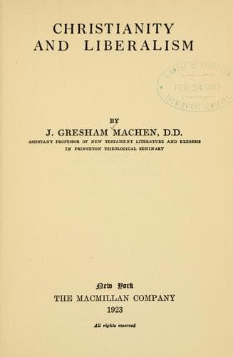 Cover of Christianity and Liberalism