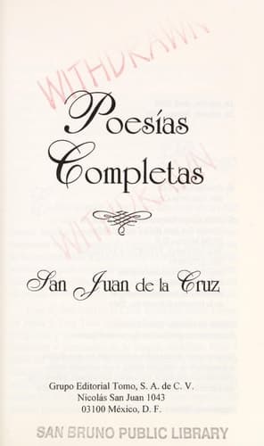 Cover of Poesias Completas San Juan De La Cruz