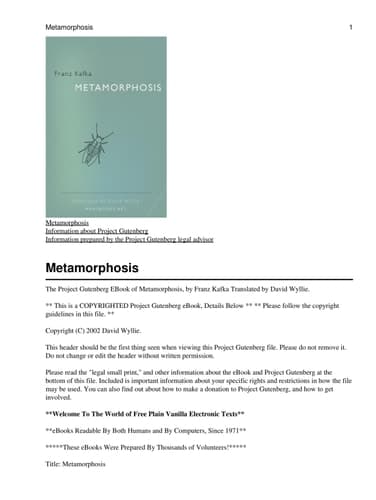 Cover of The Metamorphosis