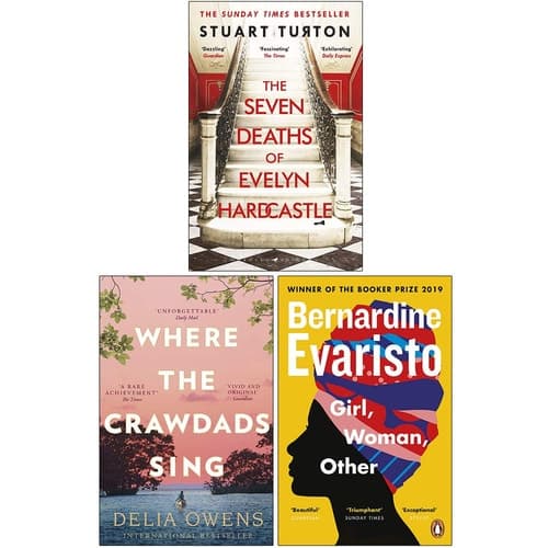 Cover of The Seven Deaths of Evelyn Hardcastle, Where the Crawdads Sing, Girl Woman Other 3 Books Collection Set