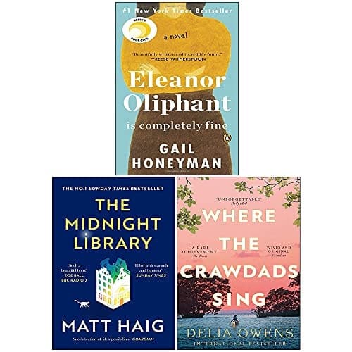 Cover of Eleanor Oliphant Is Completely Fine, The Midnight Library, Where the Crawdads Sing 3 Books Collection Set