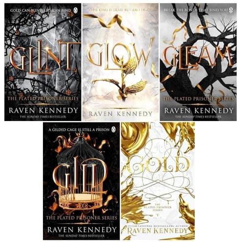 Cover of The Plated Prisoner Series 5 Books Collection Set By Raven Kennedy (Gild, Glint, Gleam, Glow, Gold)