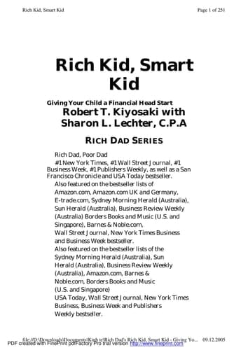 Cover of Rich Dad's Rich Kid, Smart Kid