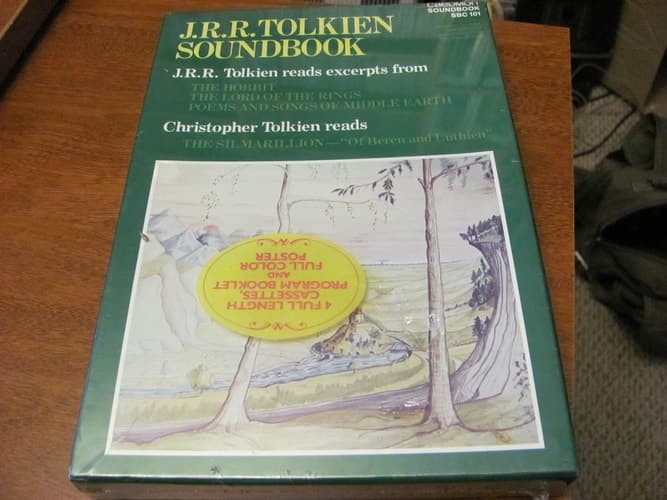 Cover of J.R.R. Tolkien Soundbook J. R. R. Tolkien Reads Excerpts From: the Hobbit, the Lord of the Rings, Poems and Songs of Middle Earth; Christopher Tolkien Reads the Silmarillion-- "Of Beren and Luthien"