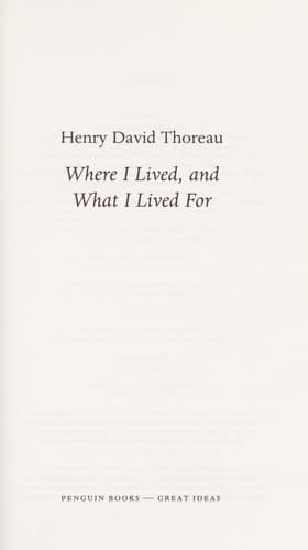 Cover of Where I lived, and what I lived for