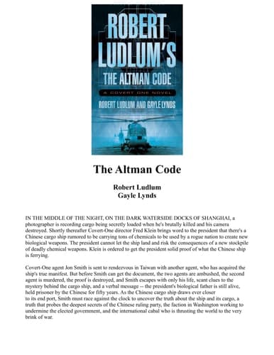 Cover of Robert Ludlum's The Altman Code