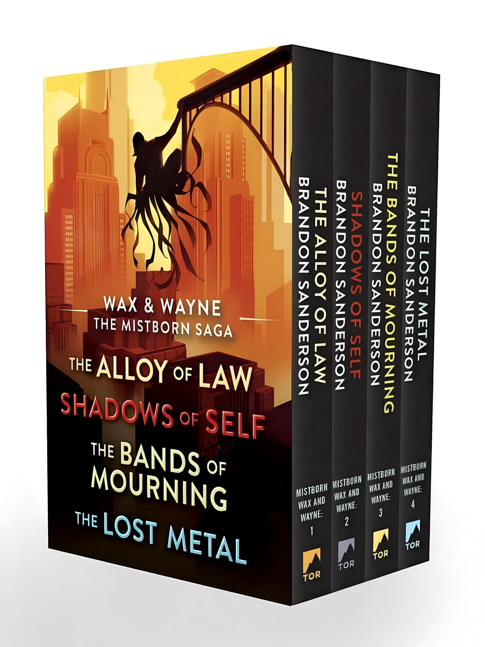 Cover of Mistborn: The Wax & Wayne Series: Alloy of Law, Shadows of Self, Bands of Mourning, The Lost Metal