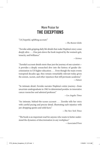 Cover of The Exceptions Nancy Hopkins and the Fight for Women in Science