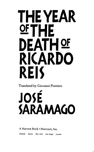 Cover of The Year of the Death of Ricardo Reis