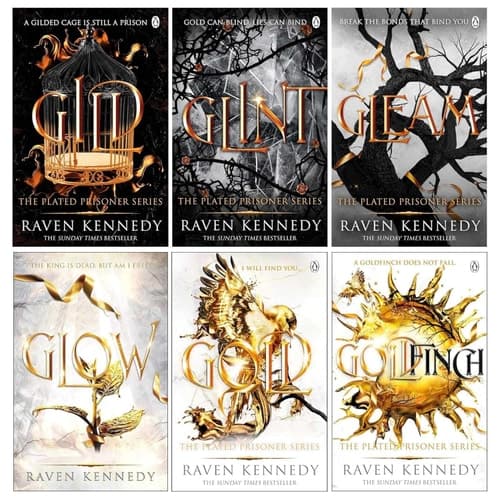 Cover of The Plated Prisoner Series 6 Books Collection Set By Raven Kennedy (Gild, Glint, Gleam, Glow, Gold & Goldfinch)