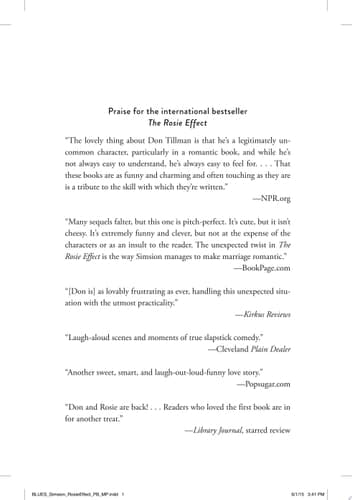 Cover of The Rosie Effect A Novel