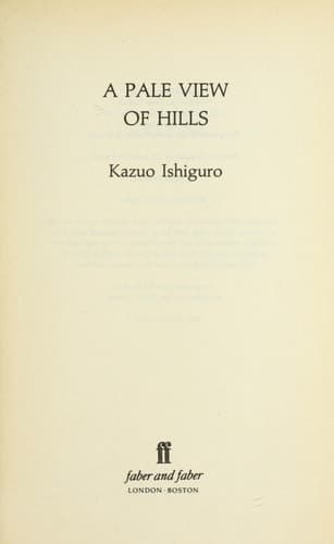 Cover of A pale view of hills